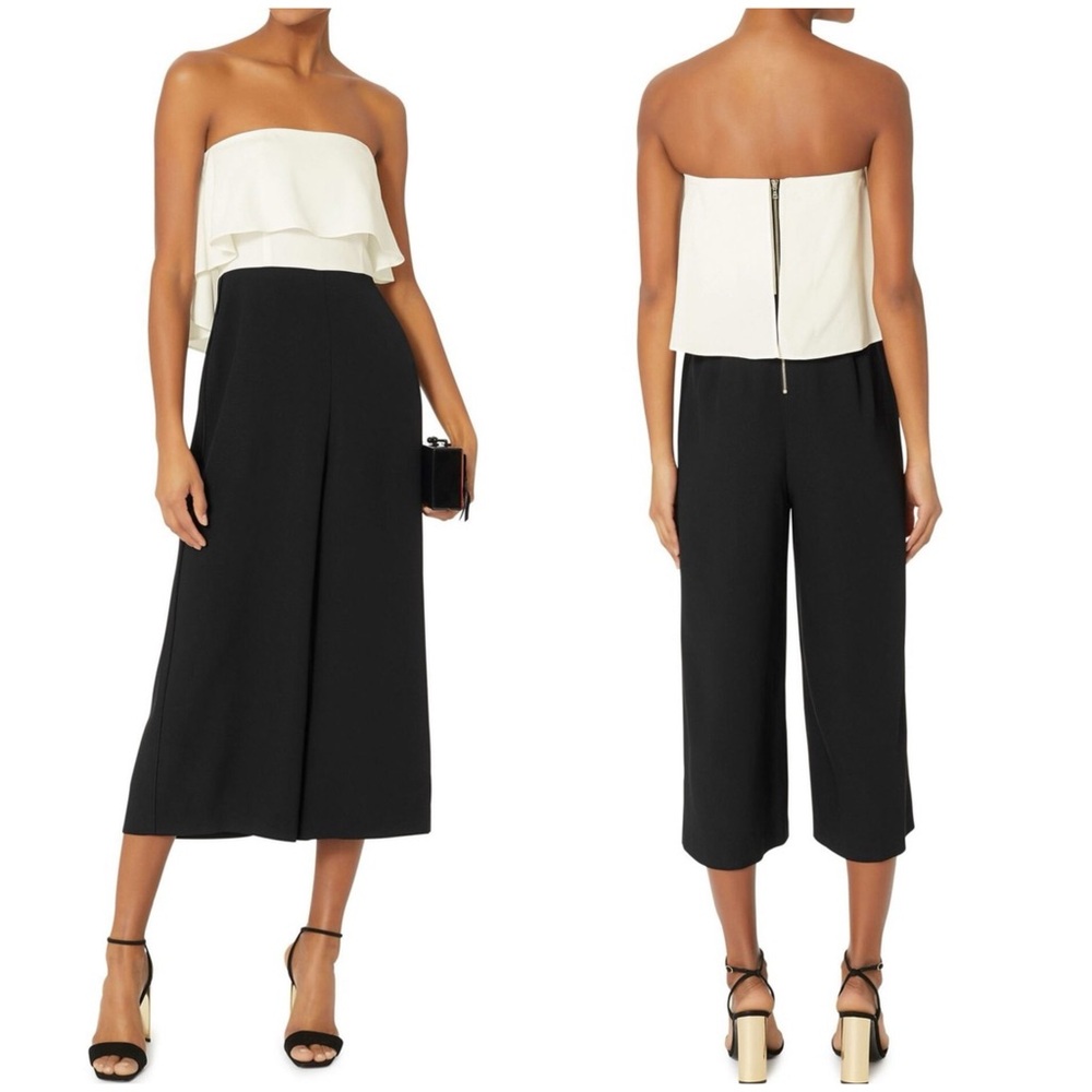 Intermix‎ Black And White Loddie Strapless Wide Leg Jumpsuit Size 6